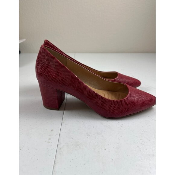 Corso Como Red Faux Snakeskin Pointed Toe Block Heels - Size 9.5 - Picture 2 of 7